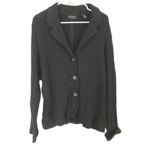 Context Cardigan Sweater Women 3X Wool Blend Cable Knit Collared Button Up NWT
